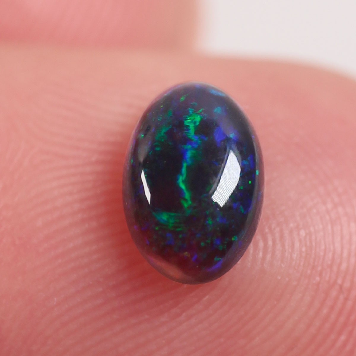 Natural Australian Black Opal 0.6 ct, Solid Lightning Ridge Opal 5.2 x 6.6 mm