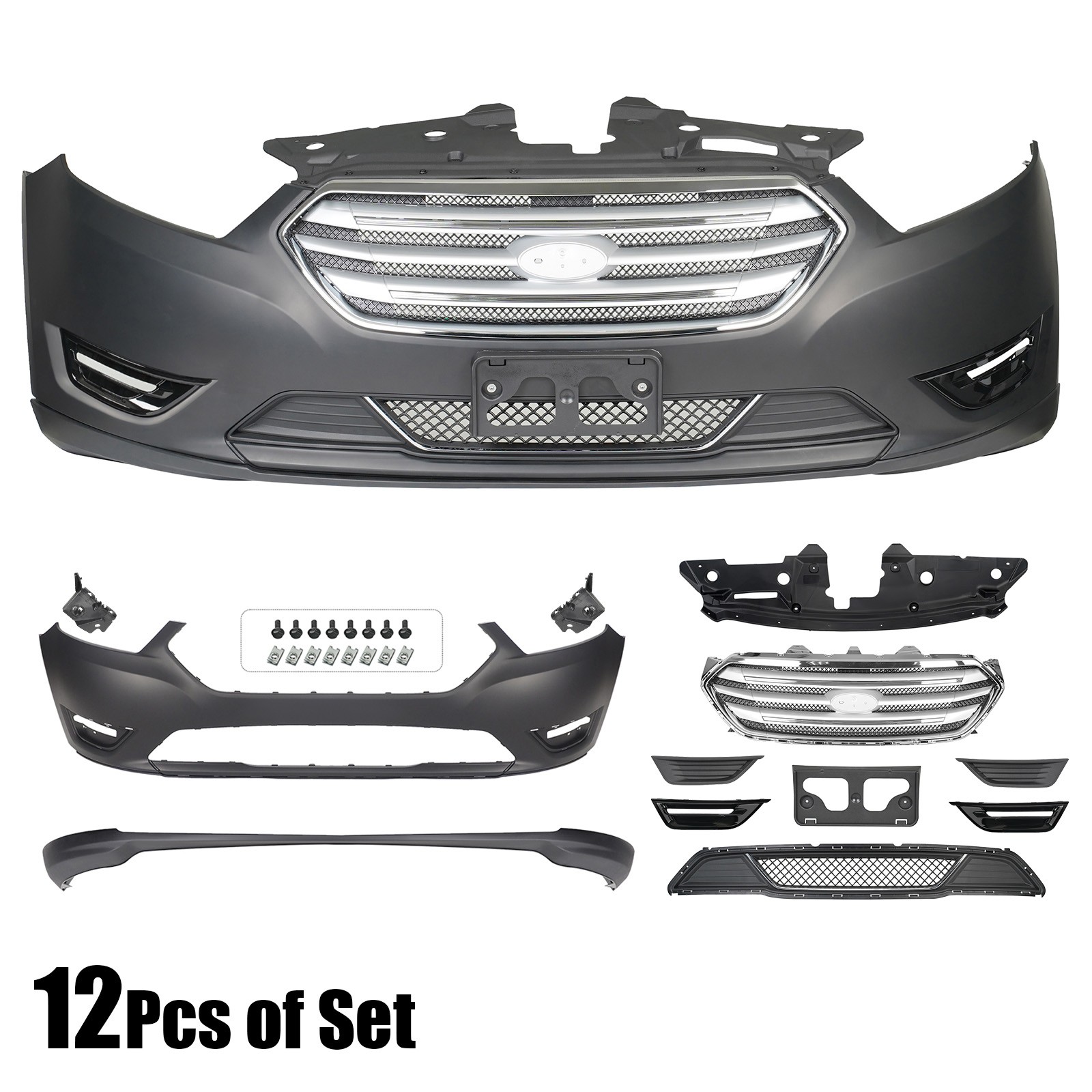 Front Bumper Cover Grille Assembly For 2013-2019 Ford Taurus SE | SEL | Limited