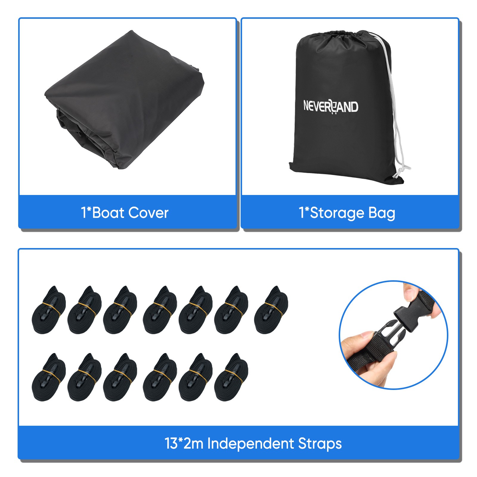 Heavy Duty Boat Cover Waterproof Fits V-Hull Fish&Ski Runabout 17' 18' 19' Foot