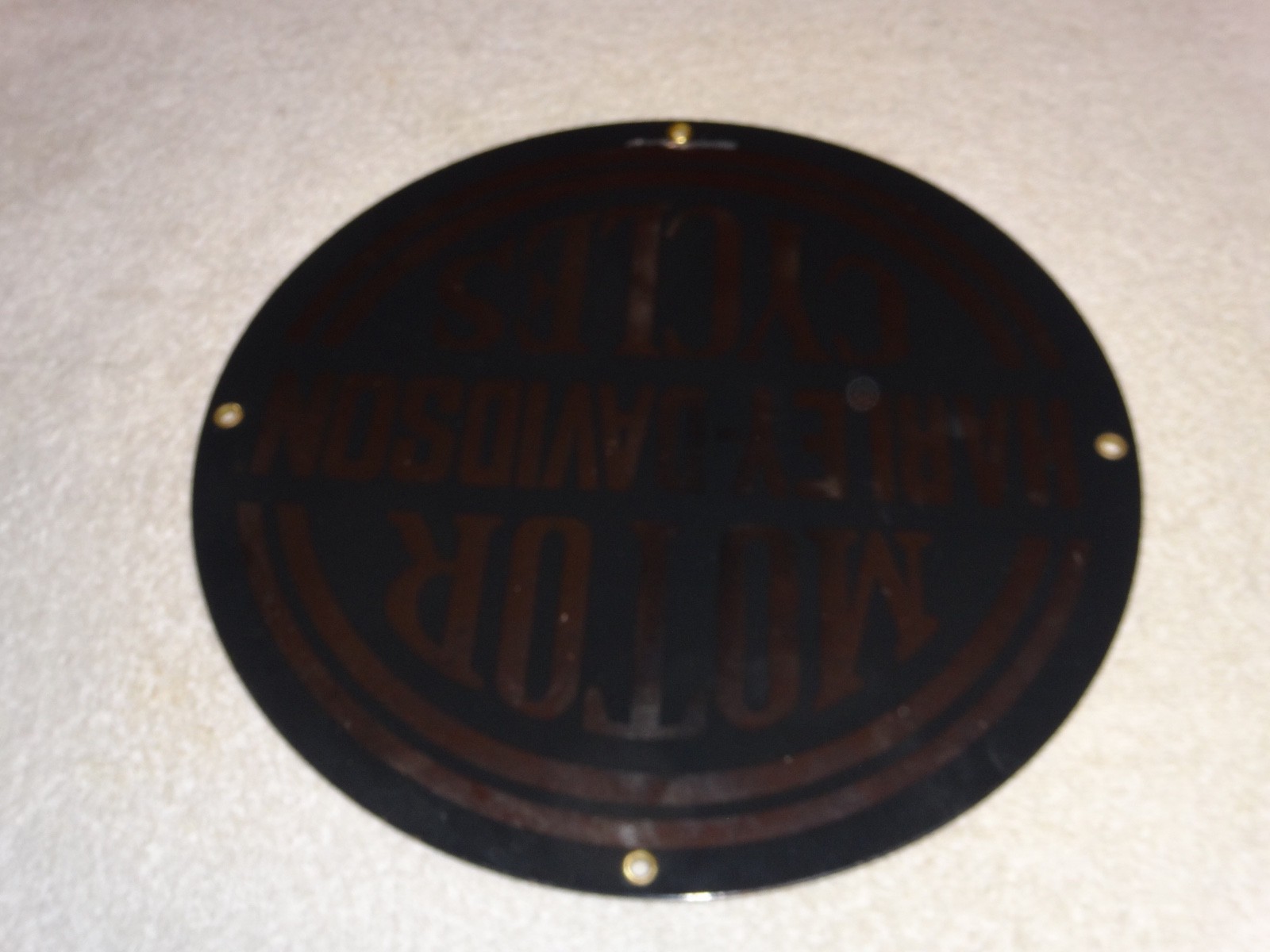 VINTAGE HARLEY DAVIDSON MOTORCYCLES 11 1/4" PORCELAIN METAL GASOLINE & OIL SIGN!