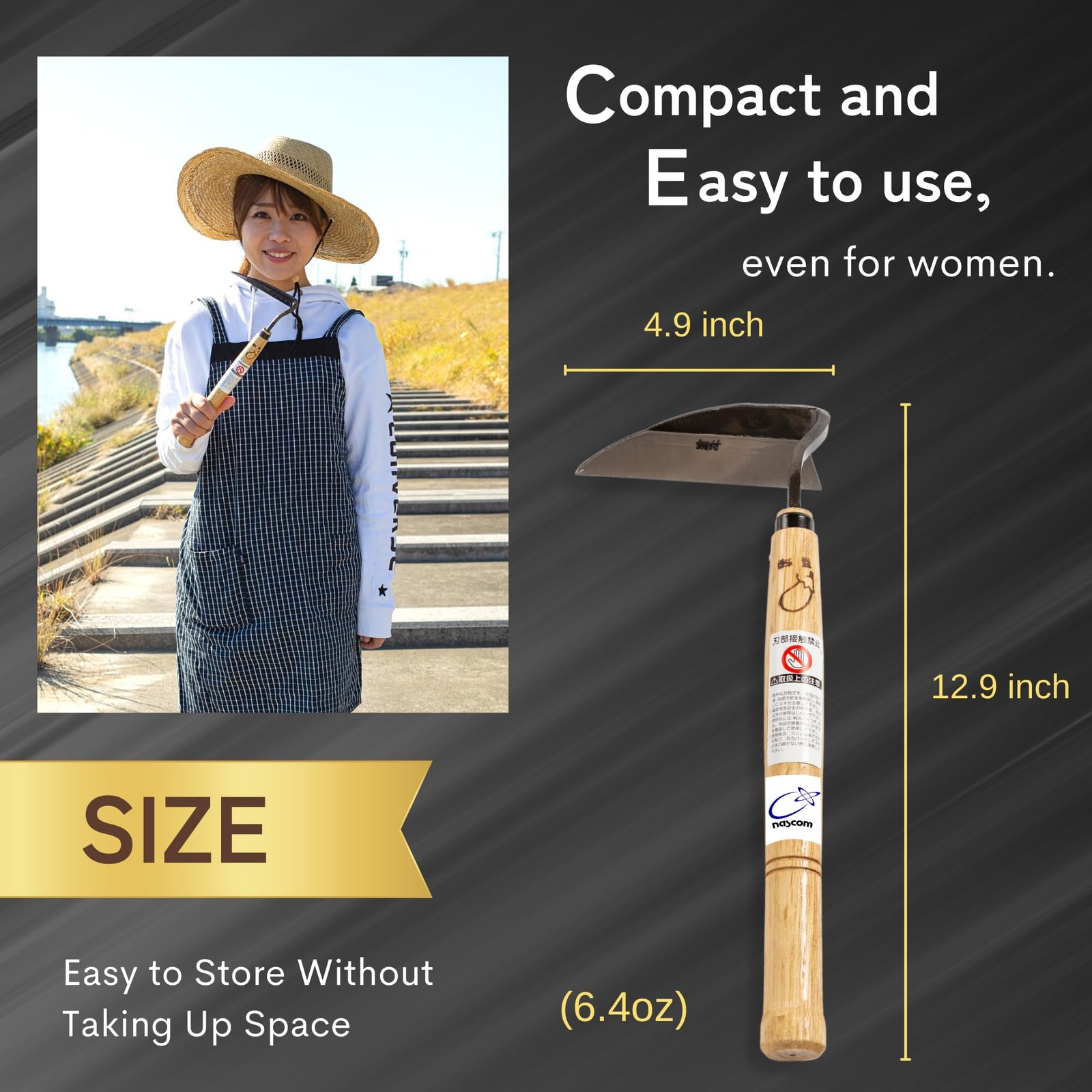 nascom Premium Japanese Weeding Sickle Hand Hoe for Gardening - Ideal for Pla...