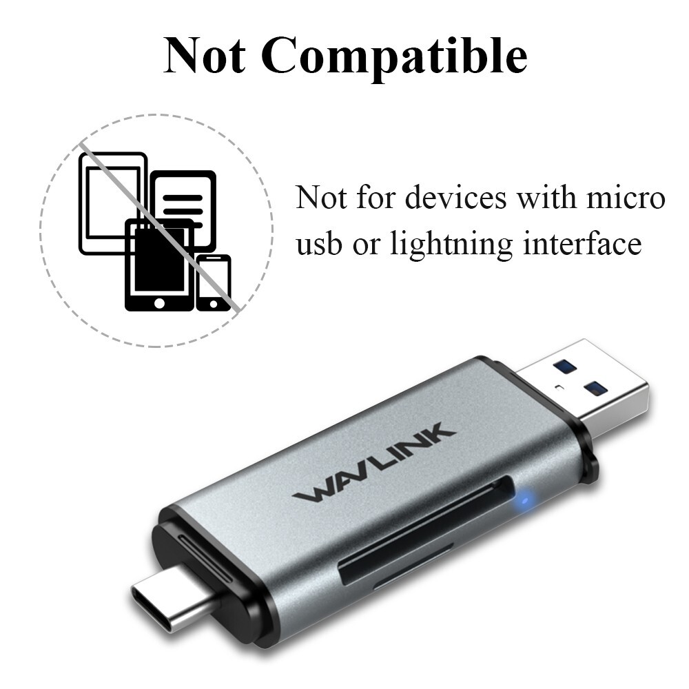 NEW USB 3.0 Type C to SD/Micro SD card up toSmart Memory Adapter Laptop Computer