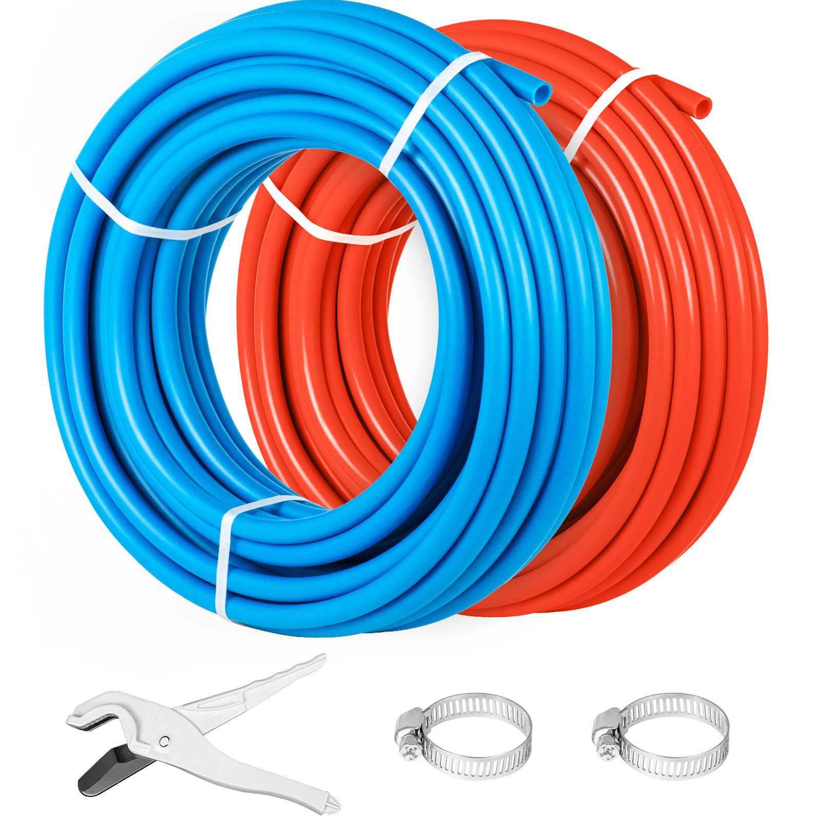1/2" 2 X 100ft Red & Blue PEX Tubing For Potable Water w/ Cutter & Clamp