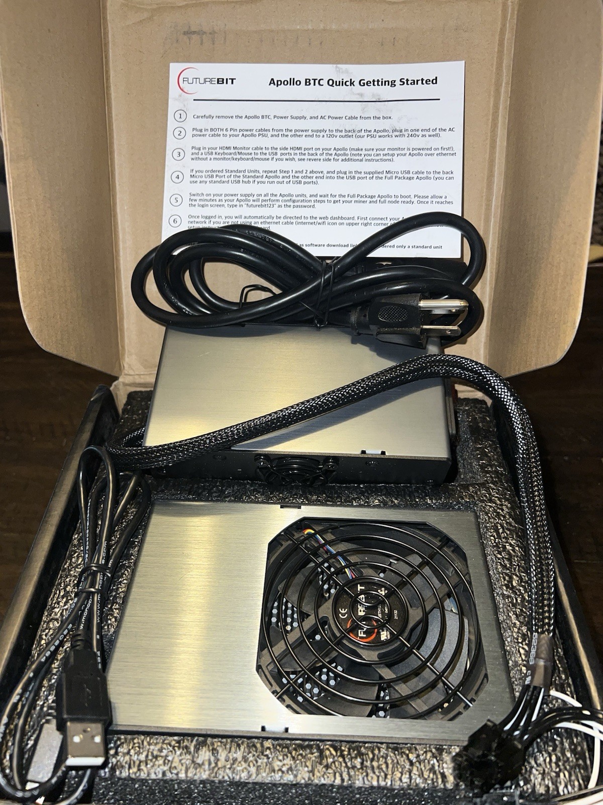 FutureBit BTC 2TB SSD Full Node & FutureBit 200 Watt Dual 6-Pin Power Supply NEW