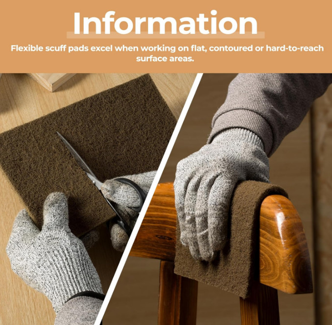 25pcs 6" X 9"/150x230mm Scuff Pads Gold Non-Woven Hand Pad 150 Grit For Cleaning