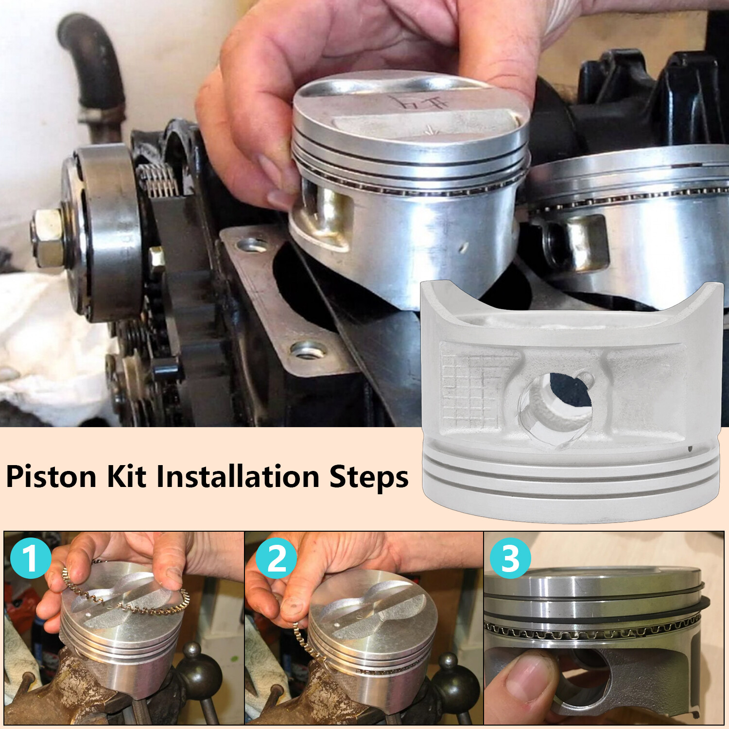 Cylinder Piston Gasket Top End Rebuild Kit for Honda Recon 250 TRX250 1997-2024