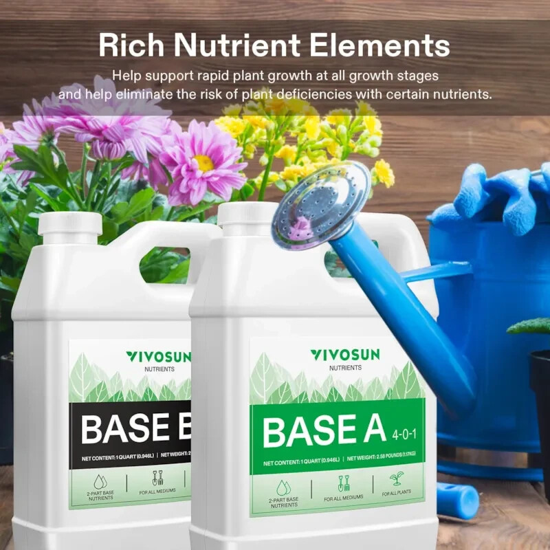 VIVOSUN Nutrients Base A & B Bundle, Liquid Fertilizer Supports Vegetative