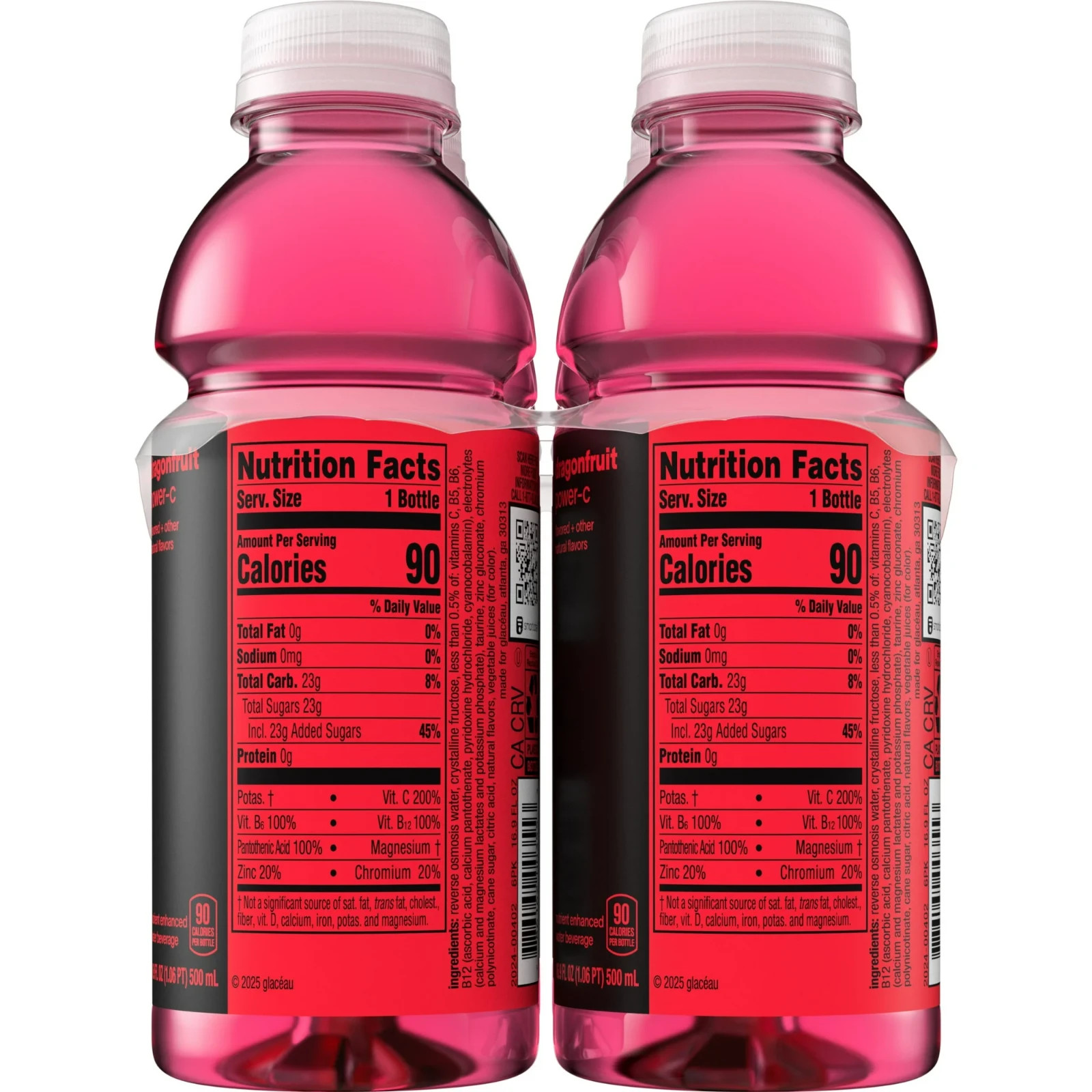 Vitaminwater Power-C Dragonfruit Flavored Water Beverage, 16.9 fl oz, 6 Pack Bot