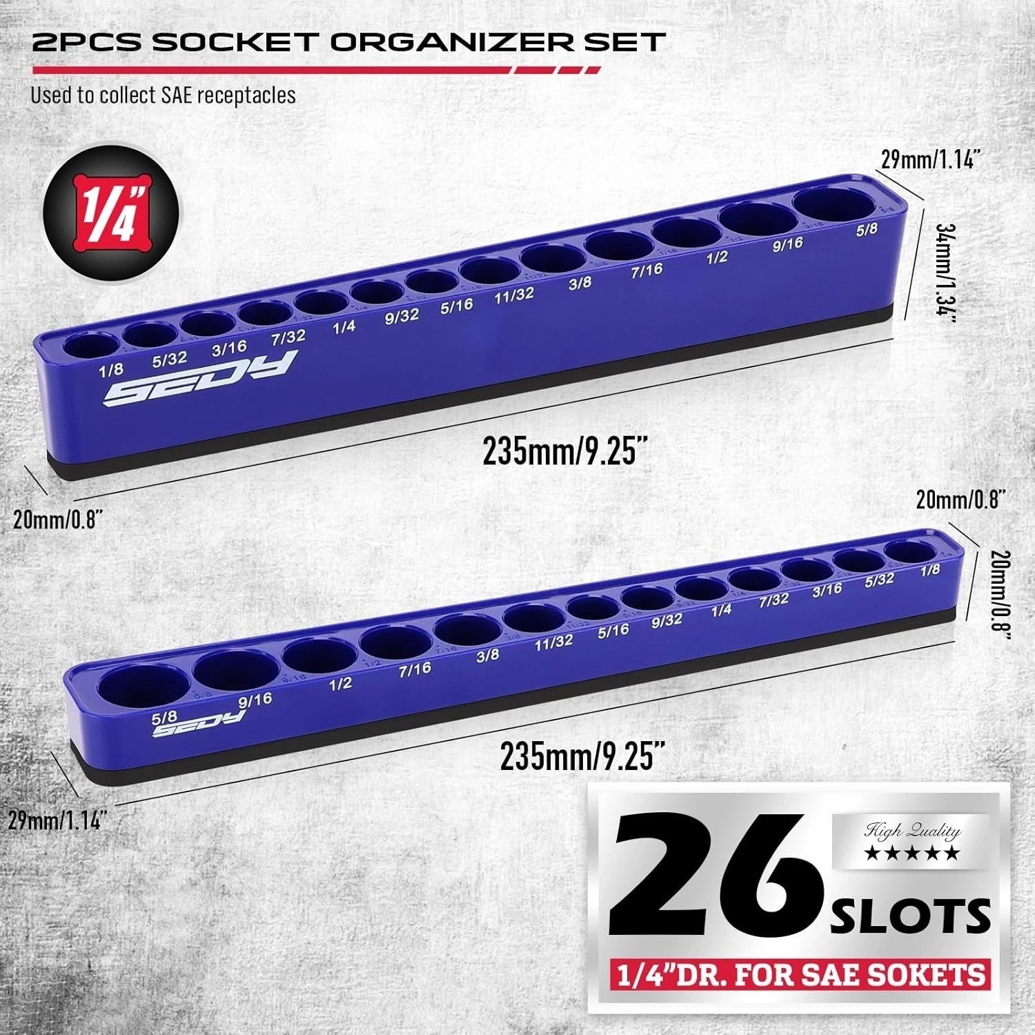 Heavy-Duty Magnetic Socket Organizer Set - 26 Socket Capacity, Modular Design