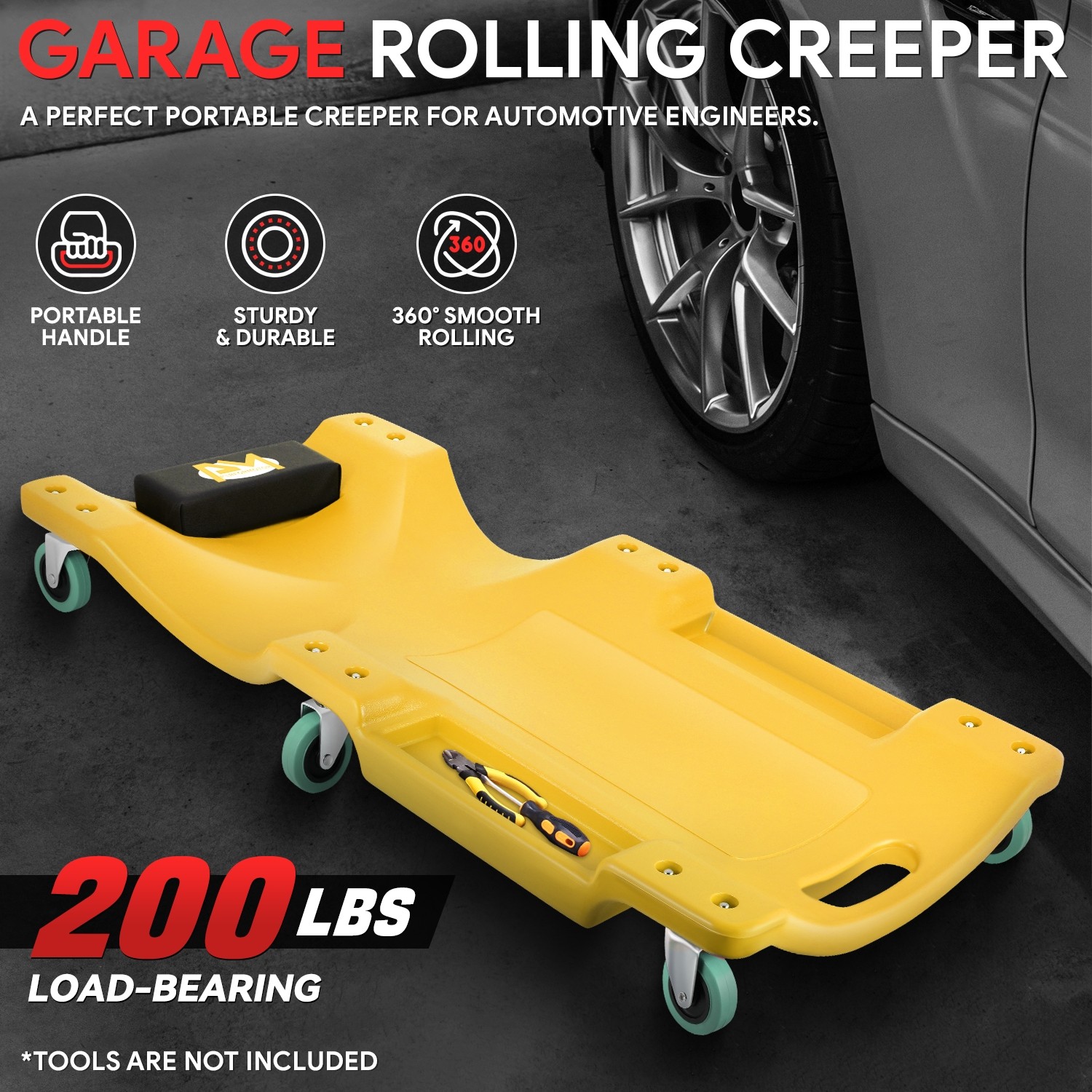 40"in Low Profile Mechanic Rolling Creeper Automative Garage Shop Repair Yellow