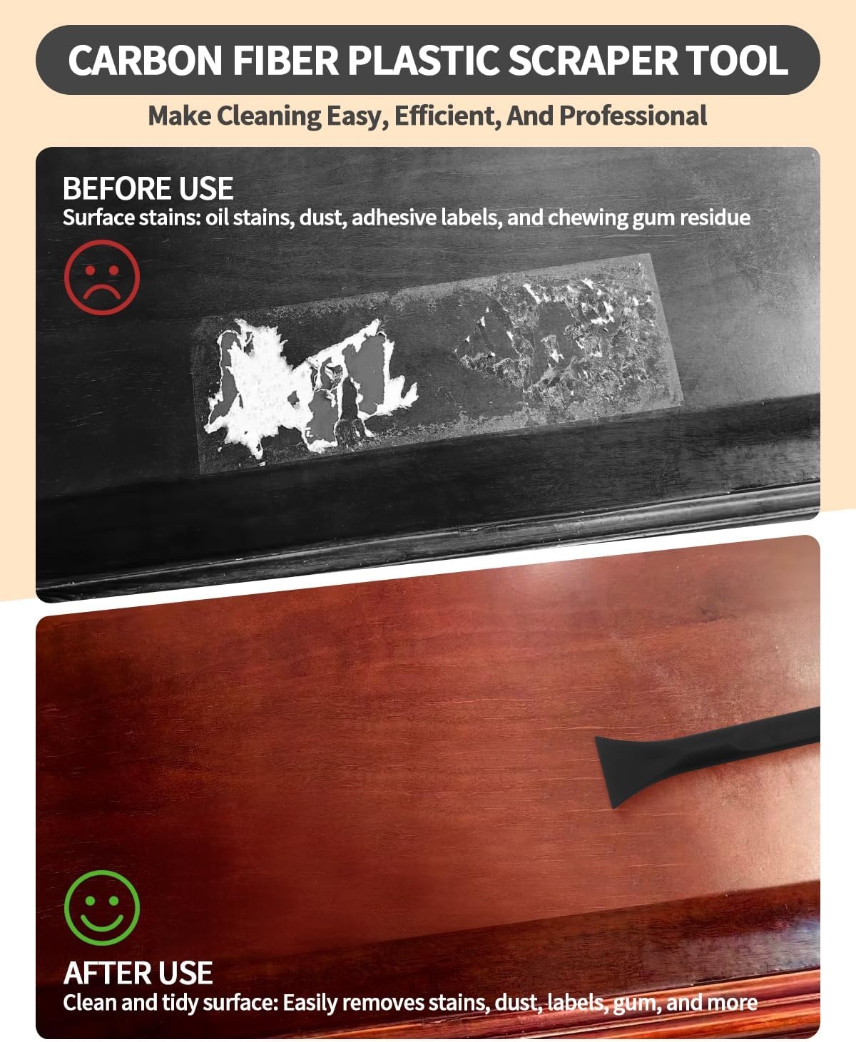 12 PCS Carbon Fiber Plastic Scrapers Tool, Non-Scratch Scraper Tool for Tight Sp