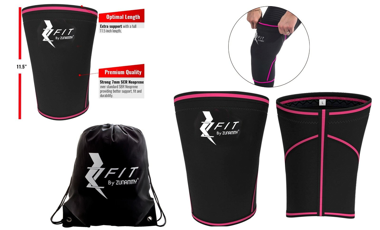 Zfit Neoprene Compression Knee Sleeve Weightlifting, Injury Recovery