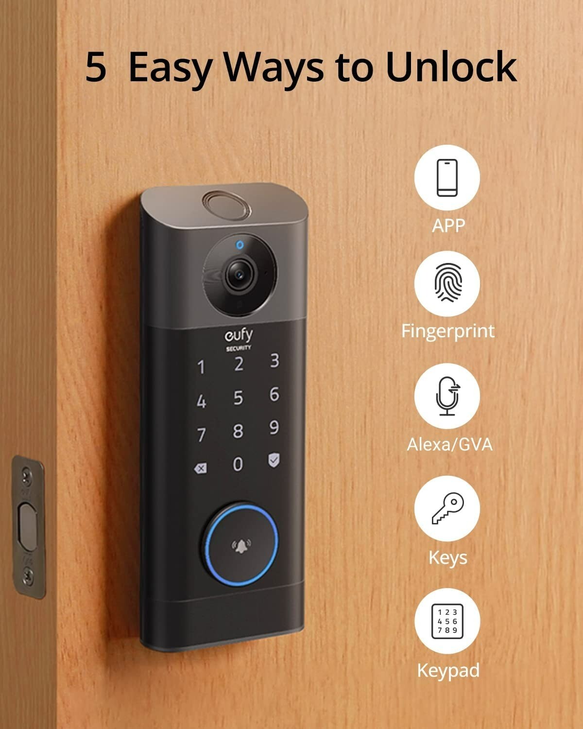 eufy S330 Video Smart Lock Camera Doorbell Fingerprint Keyless Entry Door Lock