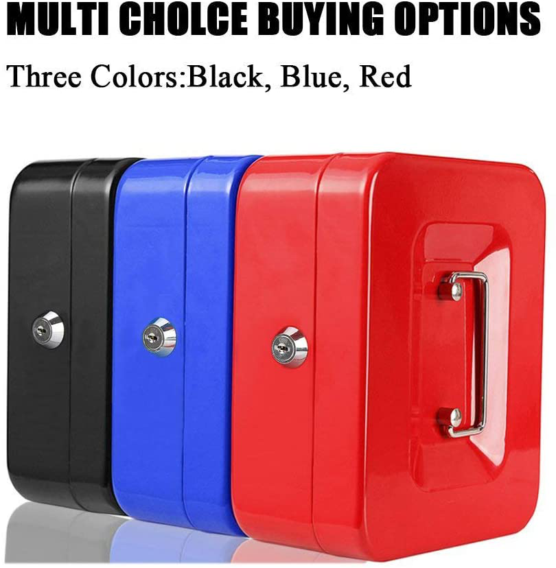 Medium Steel Cash Box Safe Chest Key Lock Money Document Cash Jewelry NEW