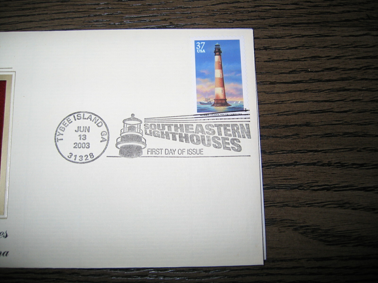 2003 Southeastern Lighthouses Morris Island SC Golden Cover replica STAMP