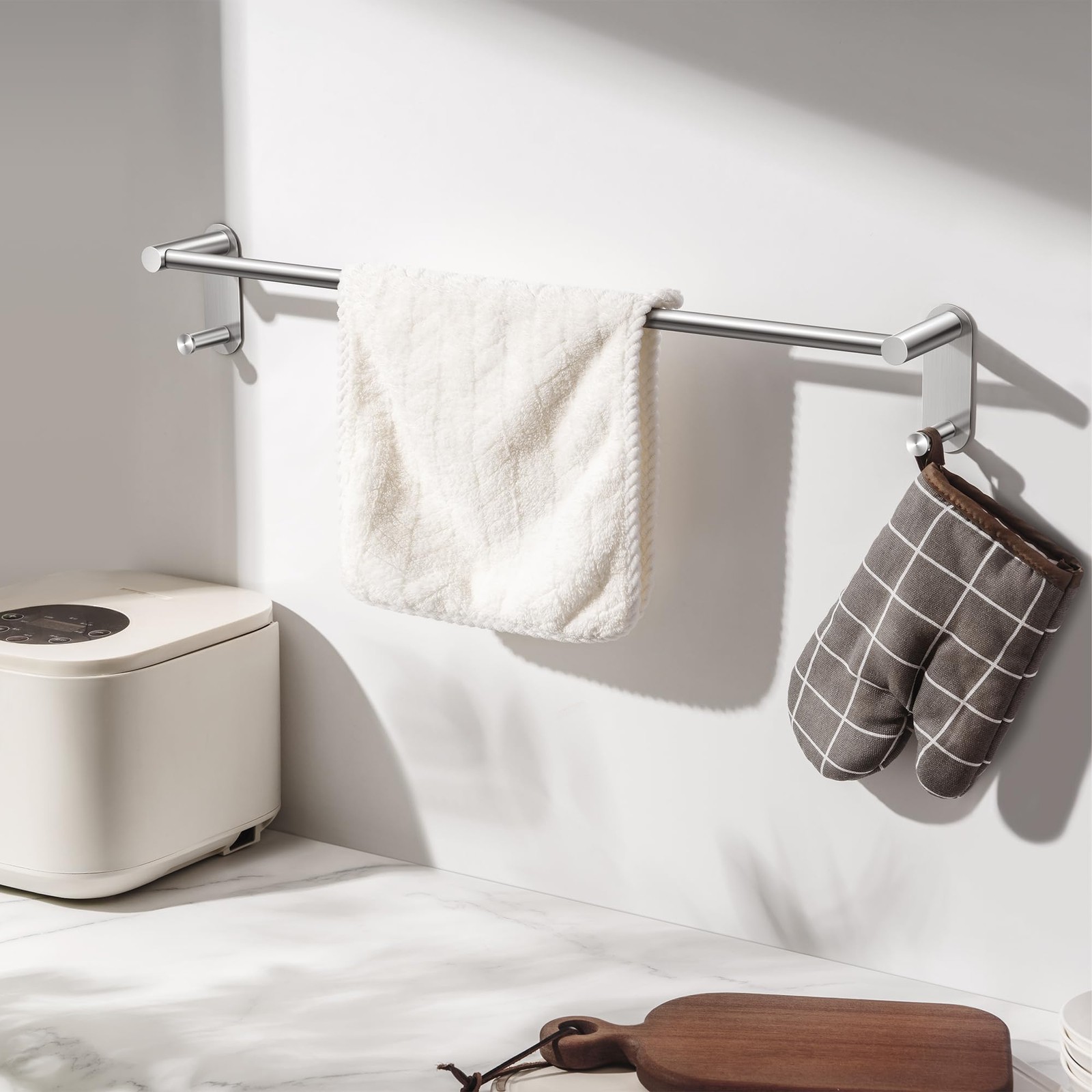 24 Inch Adhesive Towel Bar - Stainless Steel Stick on 24 inch, Brushed Nickel