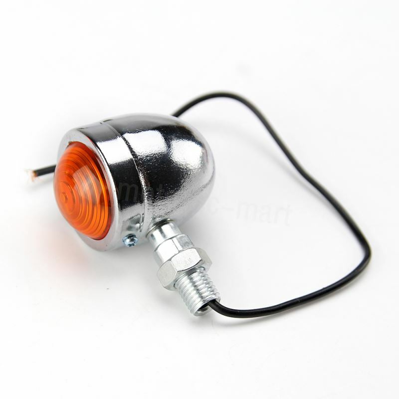 2X 12V Chrome Motorcycle Turn Signals Mini Bullet Blinker Amber Indicator Lights