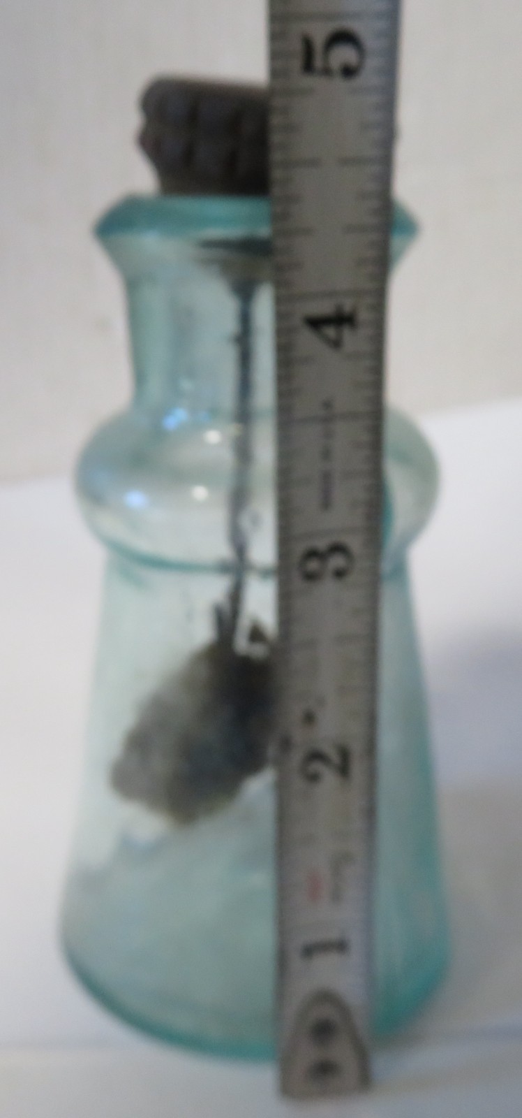 Antique PATENTED MARCH 6 1883, S. M. BIXBY & CO, AQUA BLUE 4" BOTTLE