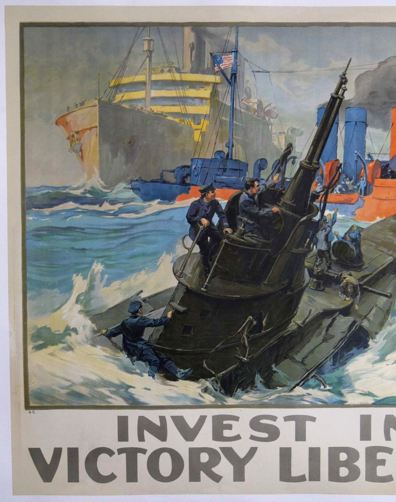 Vintage 1918 THEY KEPT THE SEA LANES OPEN American 39x29 WWI Poster FREE SHIP
