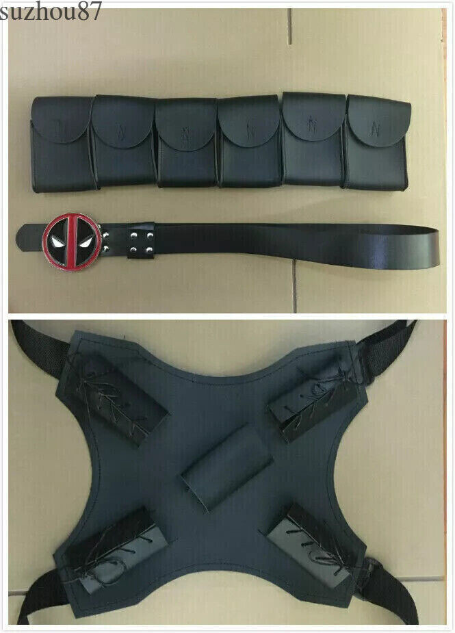 USA Kids Deadpool Halloween Cosplay Costume Jumpsuit Zentai Bodysuit Accessories