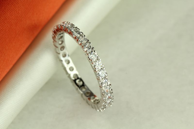 1.68 CT STERLING SILVER ROUND STACKED CZ ETERNITY BAND RING SZ 5-10 ❤thr❤ ~ET4~