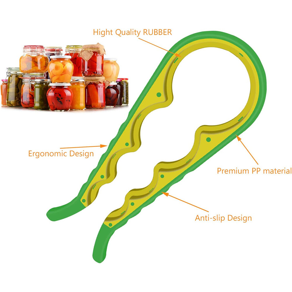 2 pcs Jar Opener Tool Multi Function 6 in 1 Easy to Use Jar Can Bottle Opener