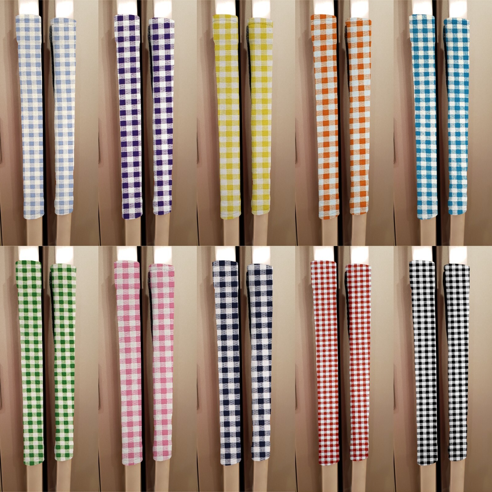 Checked Gingham Refrigerator Oven Dishwasher Handle Covers