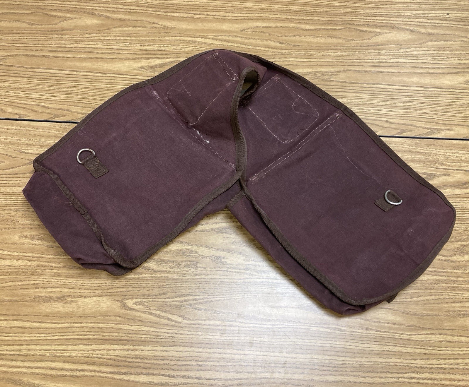 Vintage Tough-1 Saddle Bag Heavy Canvas Buckle Maroon Purple Excellent Condition