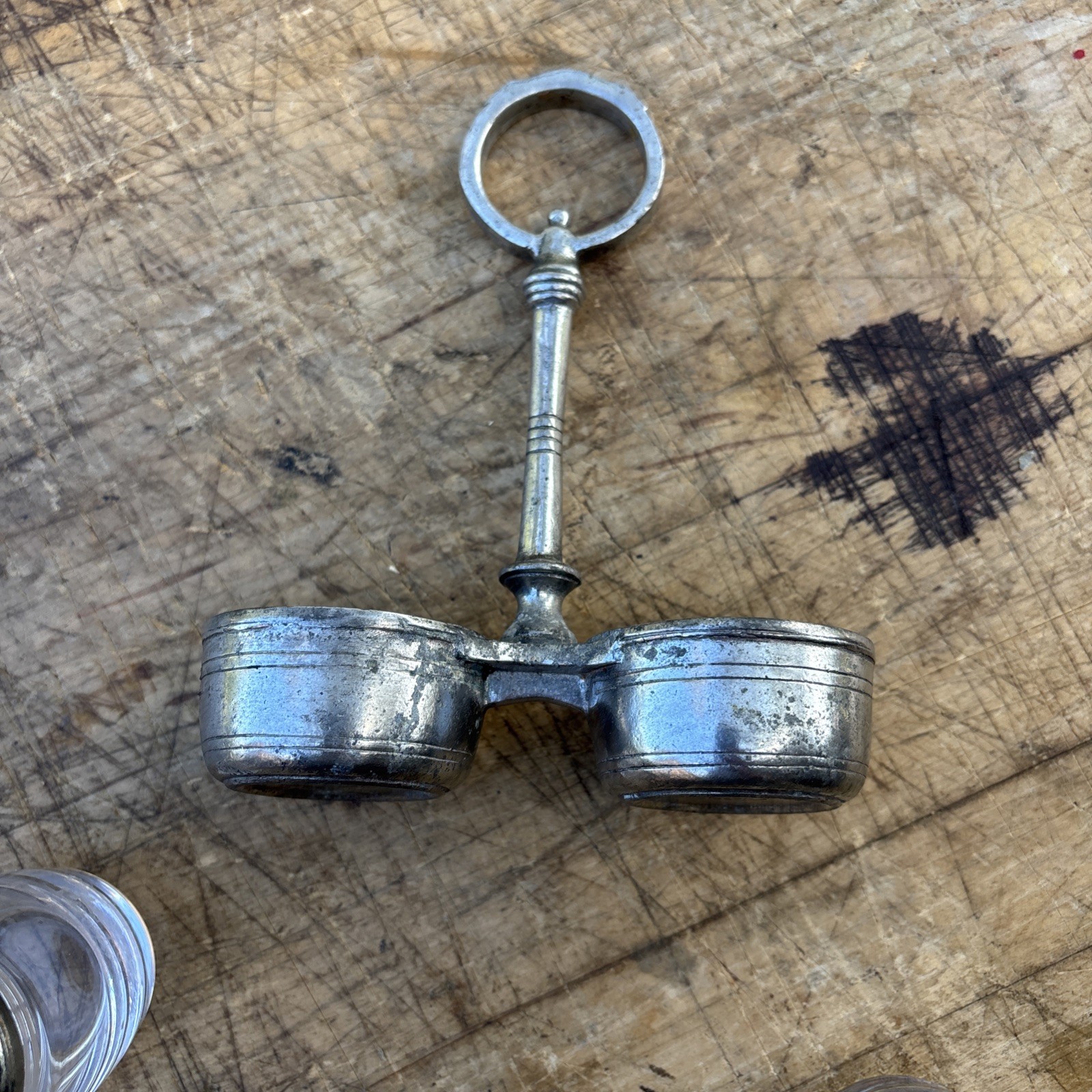 Antique Arte Italica Tavola SM Salt and Pepper with caddy Glass & 95% Pewter