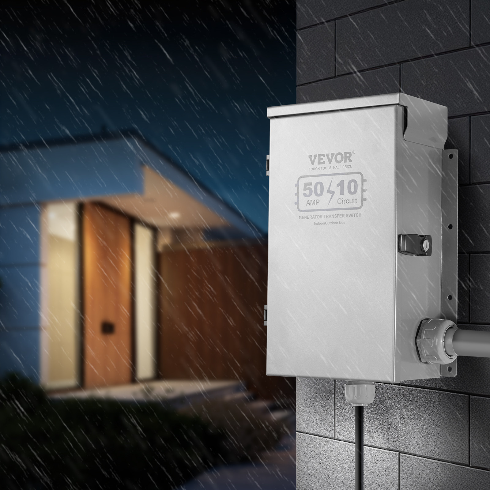 VEVOR Manual Transfer Switch 50A Generator Transfer Switch Kit NEMA 3R 12500W