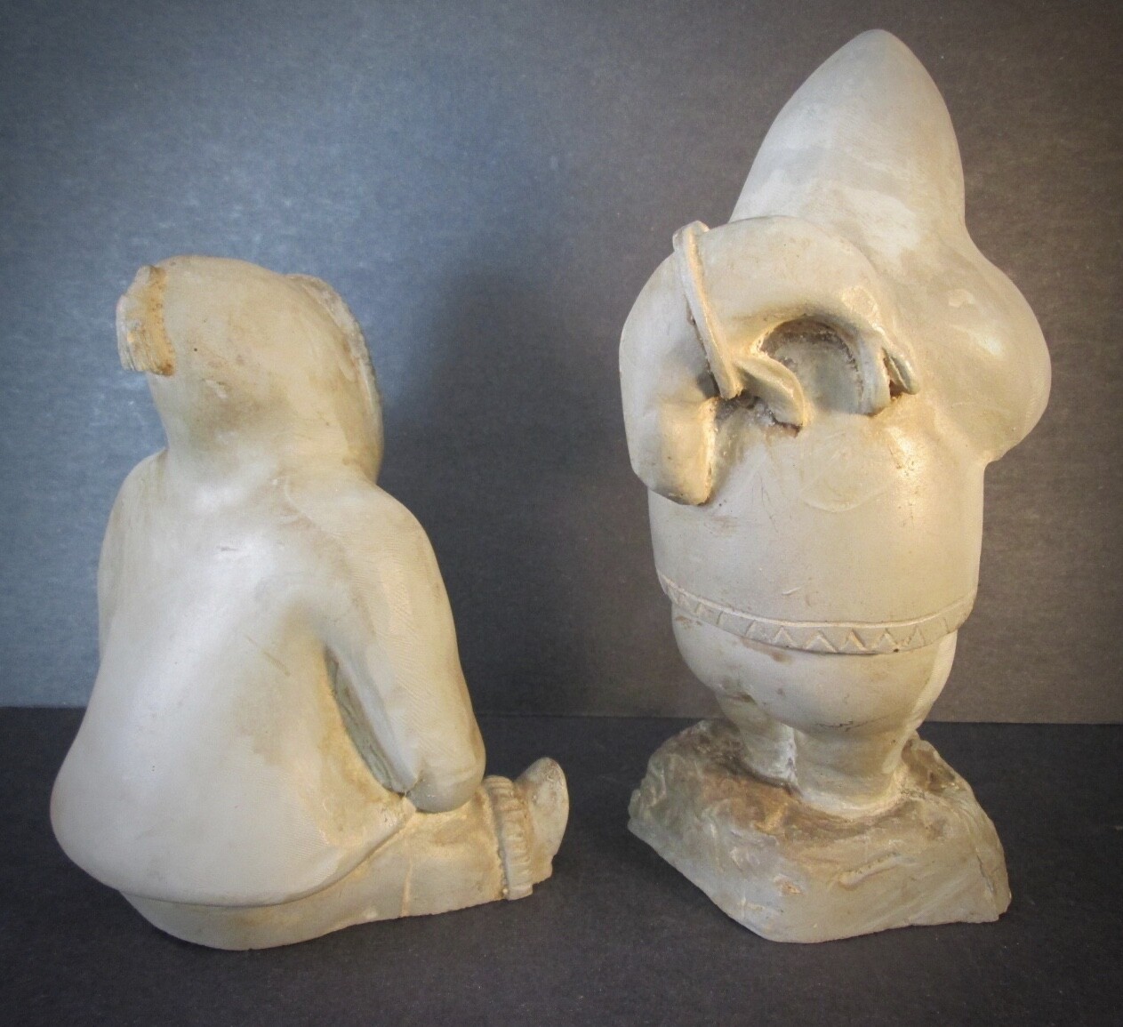 Rare Pair! ESKIMO COUPLE by Woody Mfg. Inc., Canada With Hunted Salmon and Seal!