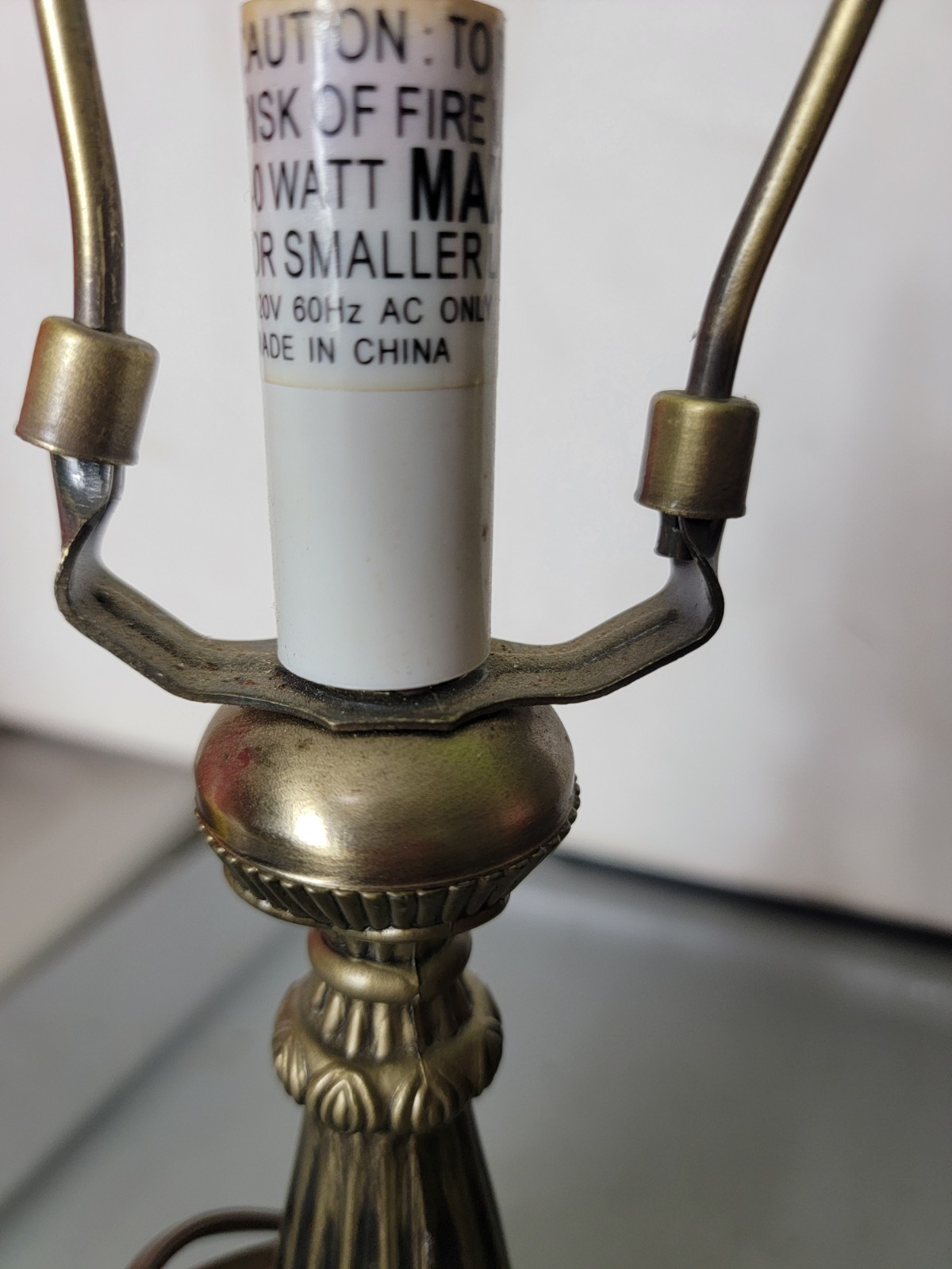 Tiffany Style Rose Table Handmade Accent Lamp No Shade MCM Lotus Victorian