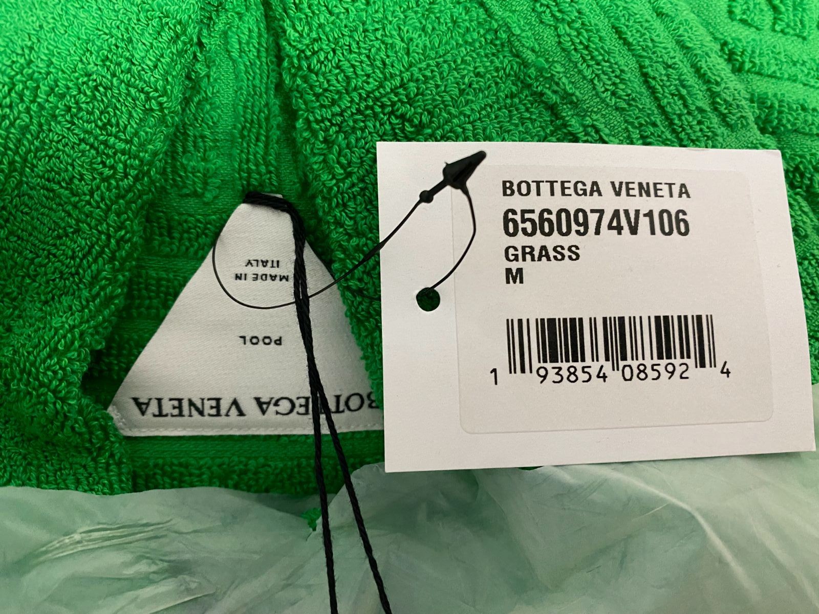 Bottega Veneta Men's Green Venta Intrecciato Pattern Hooded Bathrobe Size M