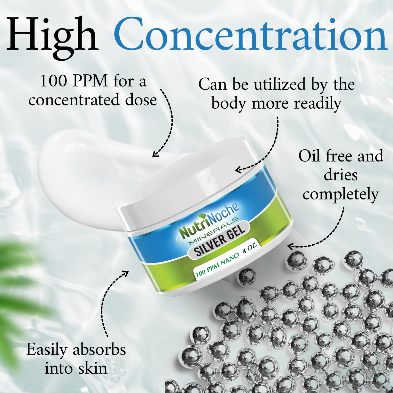 NutriNoche Pure Silver Gel - 100 PPM 4 Oz Silver Gel - First Aid Silver Gel