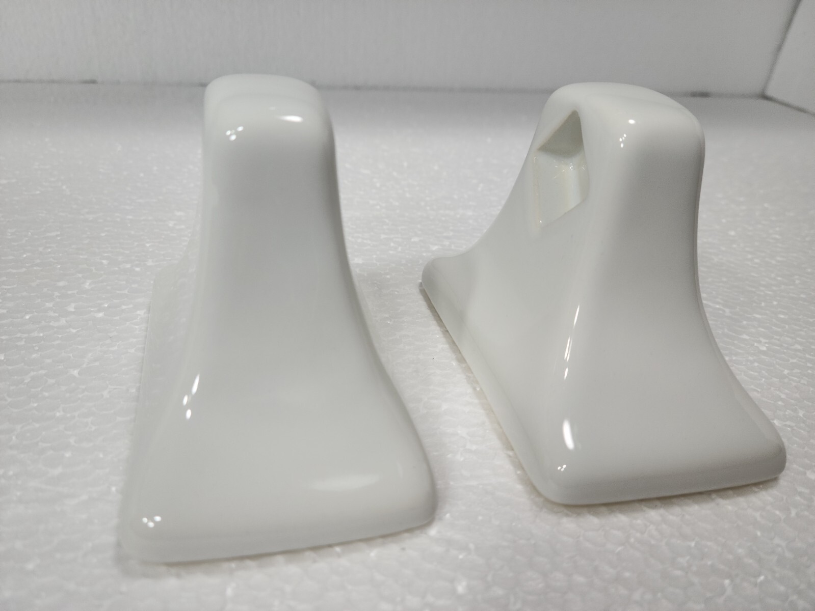 Vintage White Ceramic Towel Bar Rod Rack Post Holders Flat Back Glue over Tile