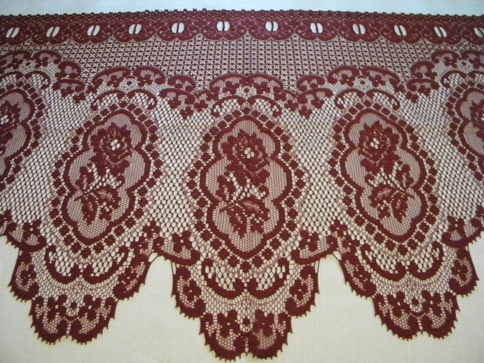 Discontinued Heritage Lace Cameo Rose 60" x 24" Burgundy Festoon Window Valance