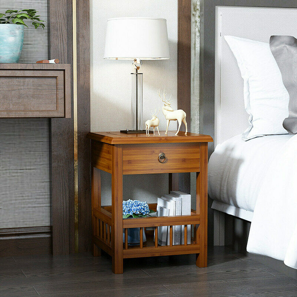 Bamboo Plant Stand Rack Shelf Bathroom Sofa Bed Corner Side End Table Nightstand