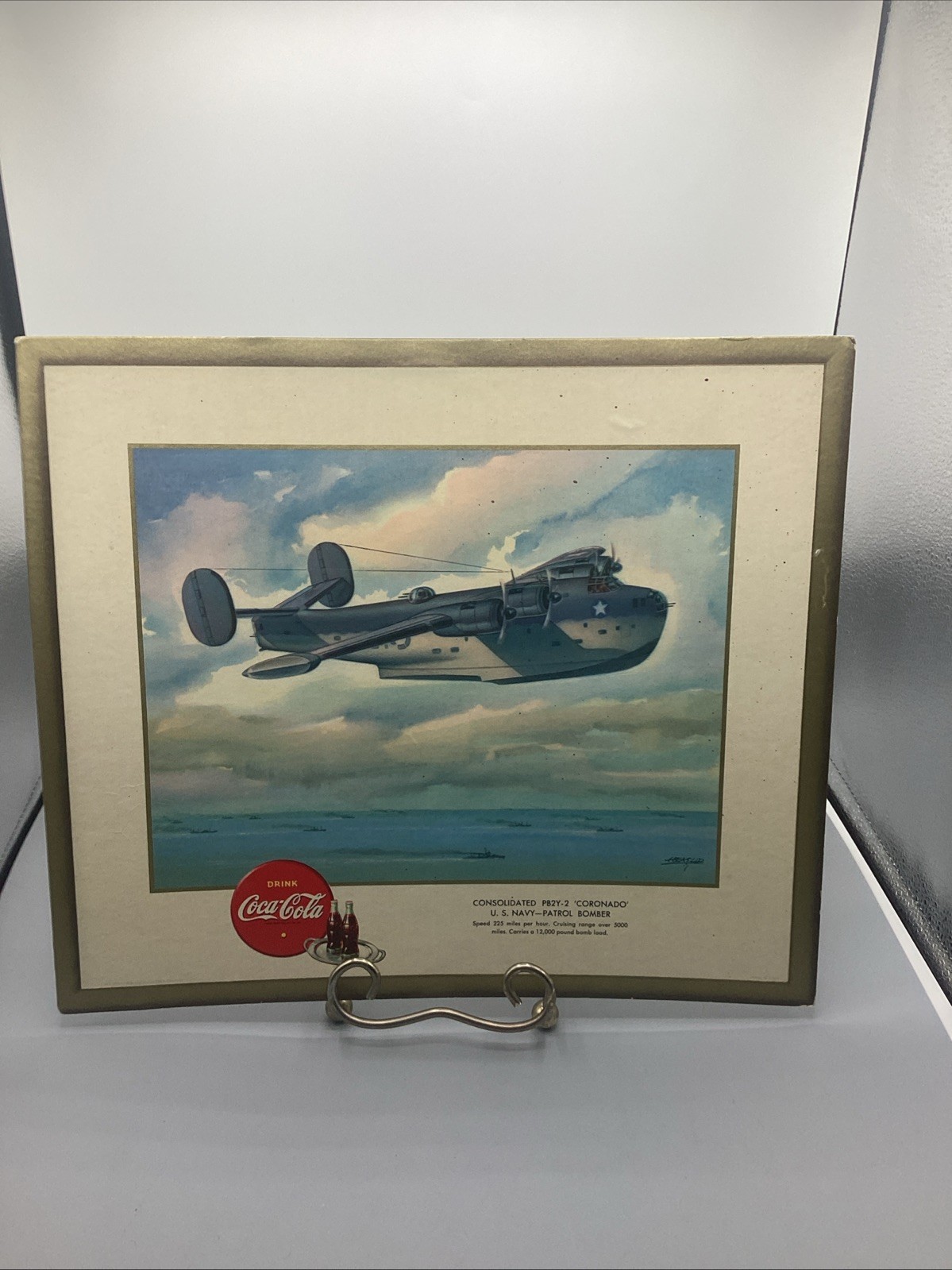 Original 1943 Coca-Cola WW 2 Coronado PB2Y-2 Navy Patrol Bomber Advertising Sign