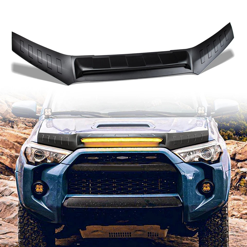Hood Shield Protector for Toyota 4runner 2010-2024 with LED Lights (Matt Black)