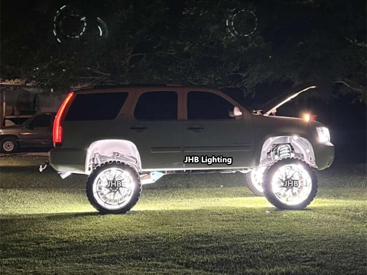 JHB 17.5" Brightest QUAD ROW PURE WHITE LED Car Truck Wheel Rings Rim Lights Set
