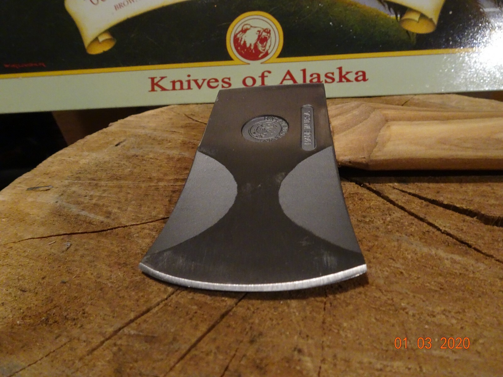 KNIVES OF ALASKA HUNTERS HATCHET WITH LEATHER BELT SHEATH MODEL 070FG A GREAT 1