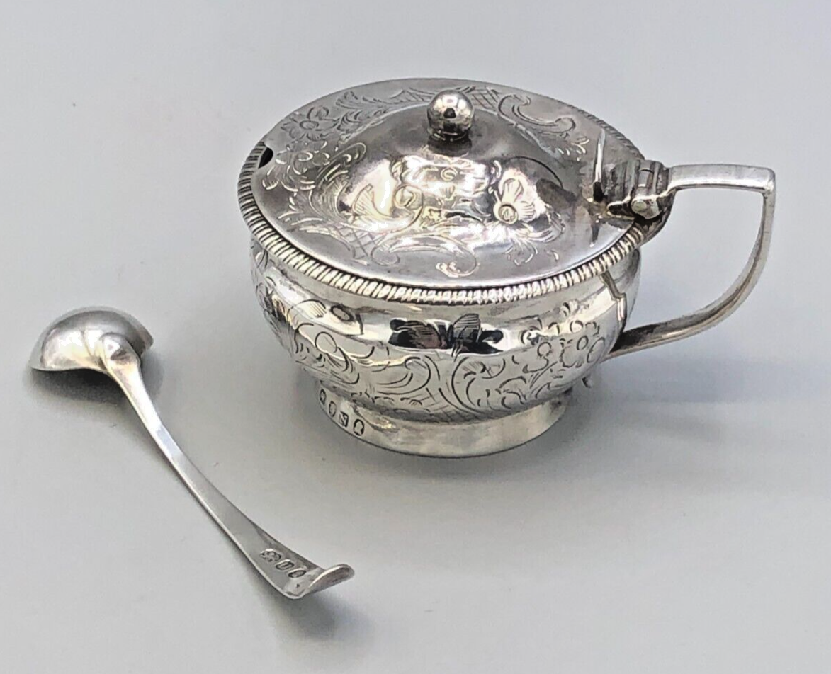 Antique Sterling Silver small Sauce Dish with Spoon, London England, circa 1798