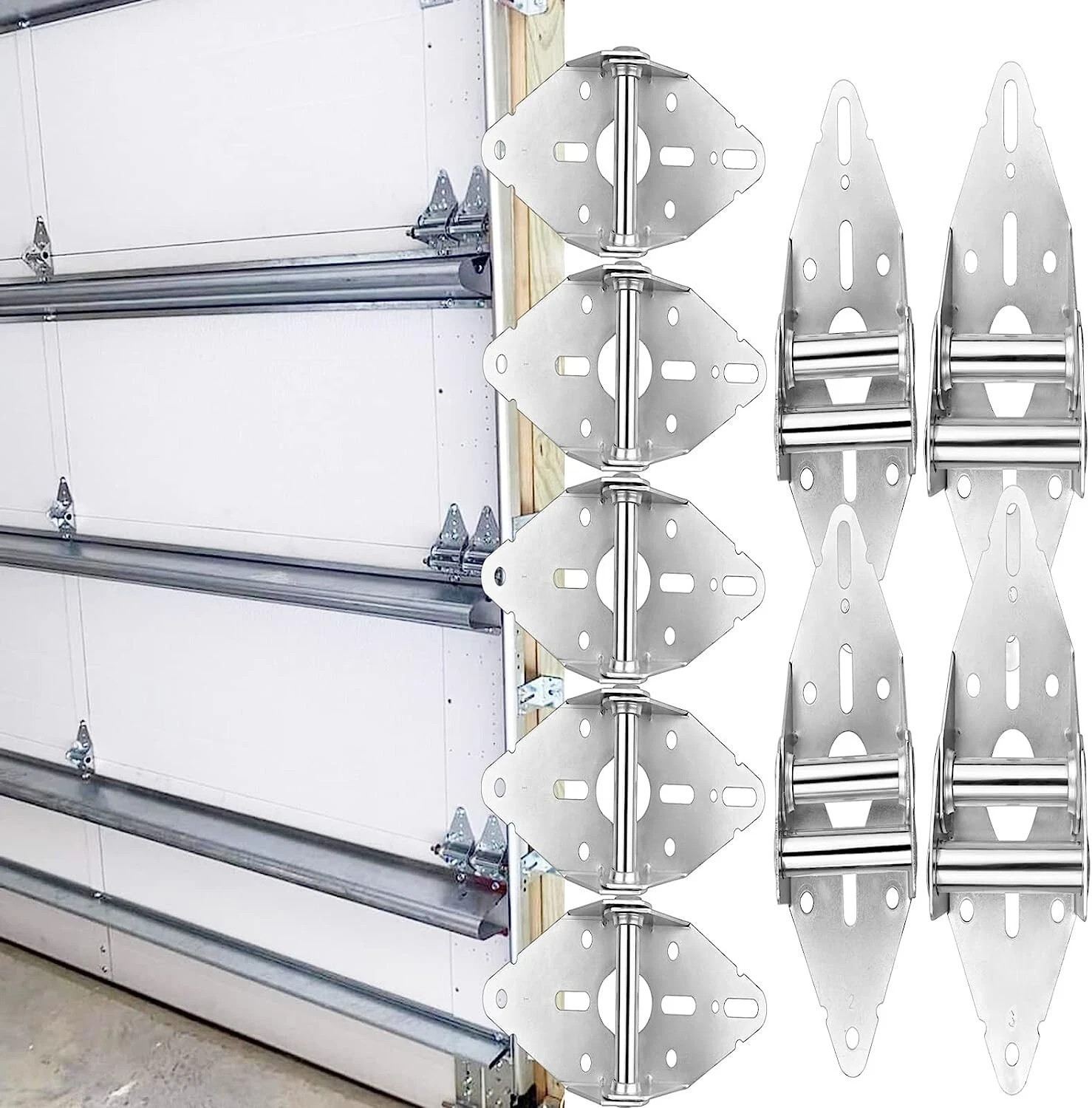 👍Premium Garage Door Roller/Hinge/Top Bracket/Wire Rope Kit for 7' Height Doors