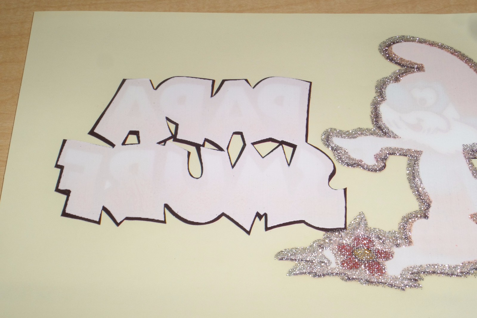 VINTAGE PAPA SMURF GLITTER SHIRT HEAT PRESS / IRON ON TRANSFER SHEET