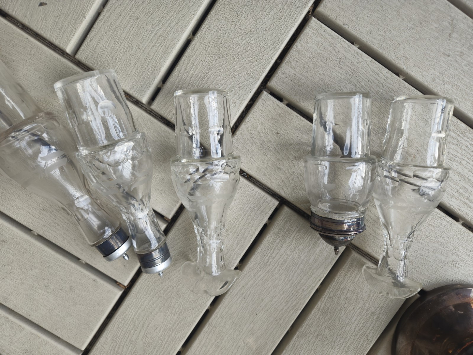 Antique Meriden Silverplate Condiment Cruet Set 5 Bottles Victorian