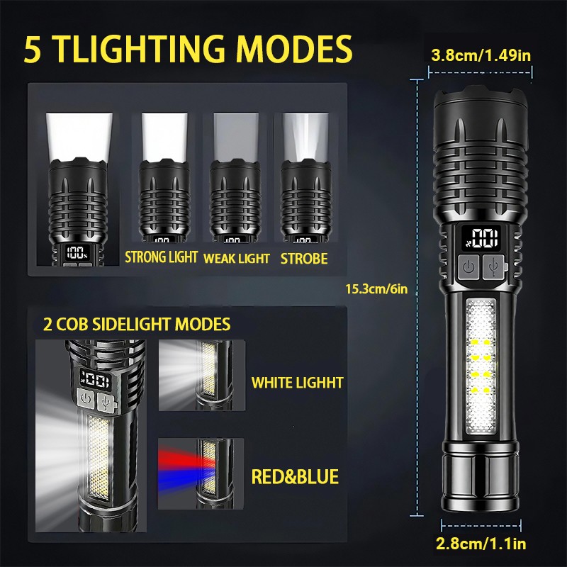 Super Bright 990000000Lumen LED Flashlight Rechargeable LED Tactical Work Lights