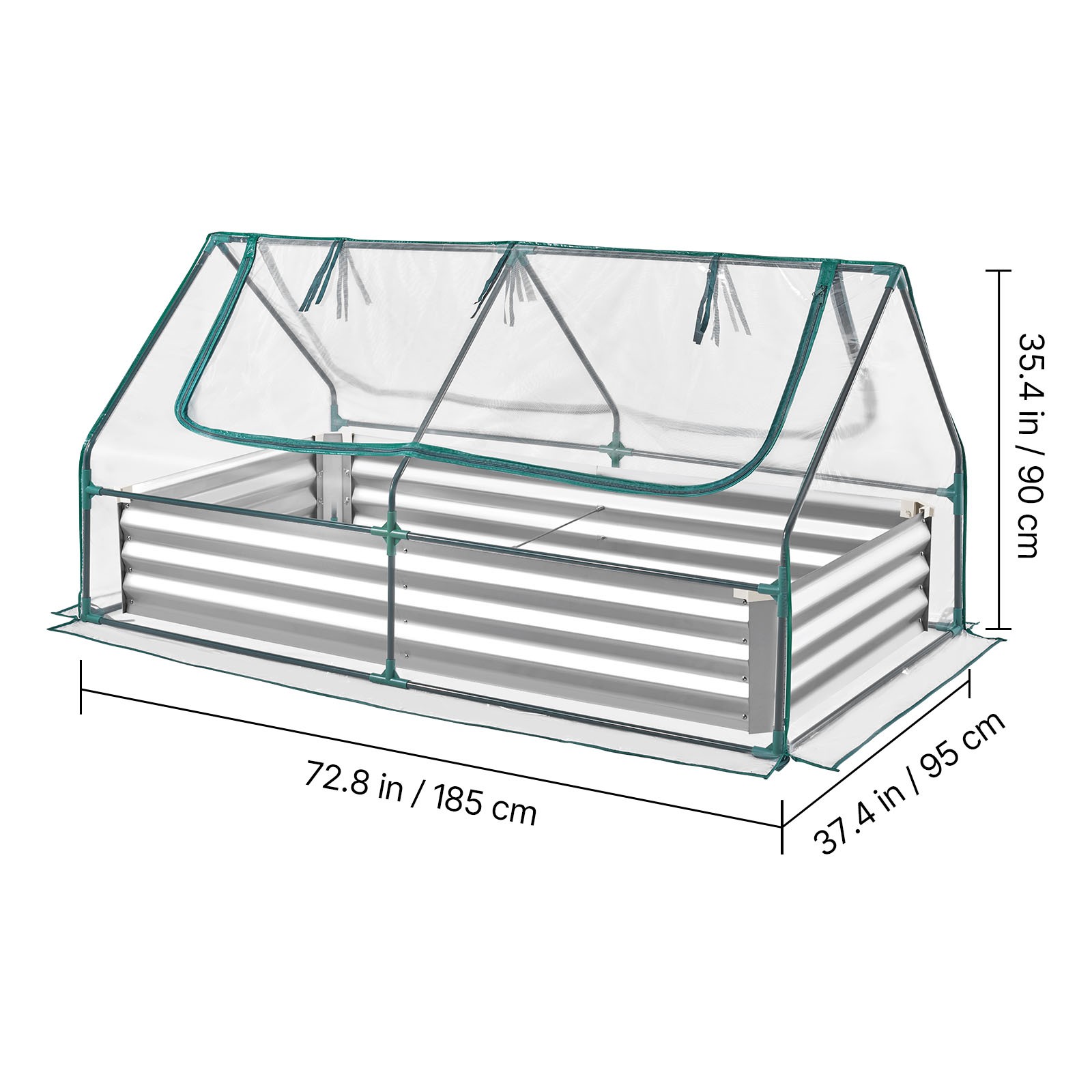 Uimoso Metal Raised Garden Bed with PE Greenhouse Cover, 6x 3 x 1 ft Planter Box