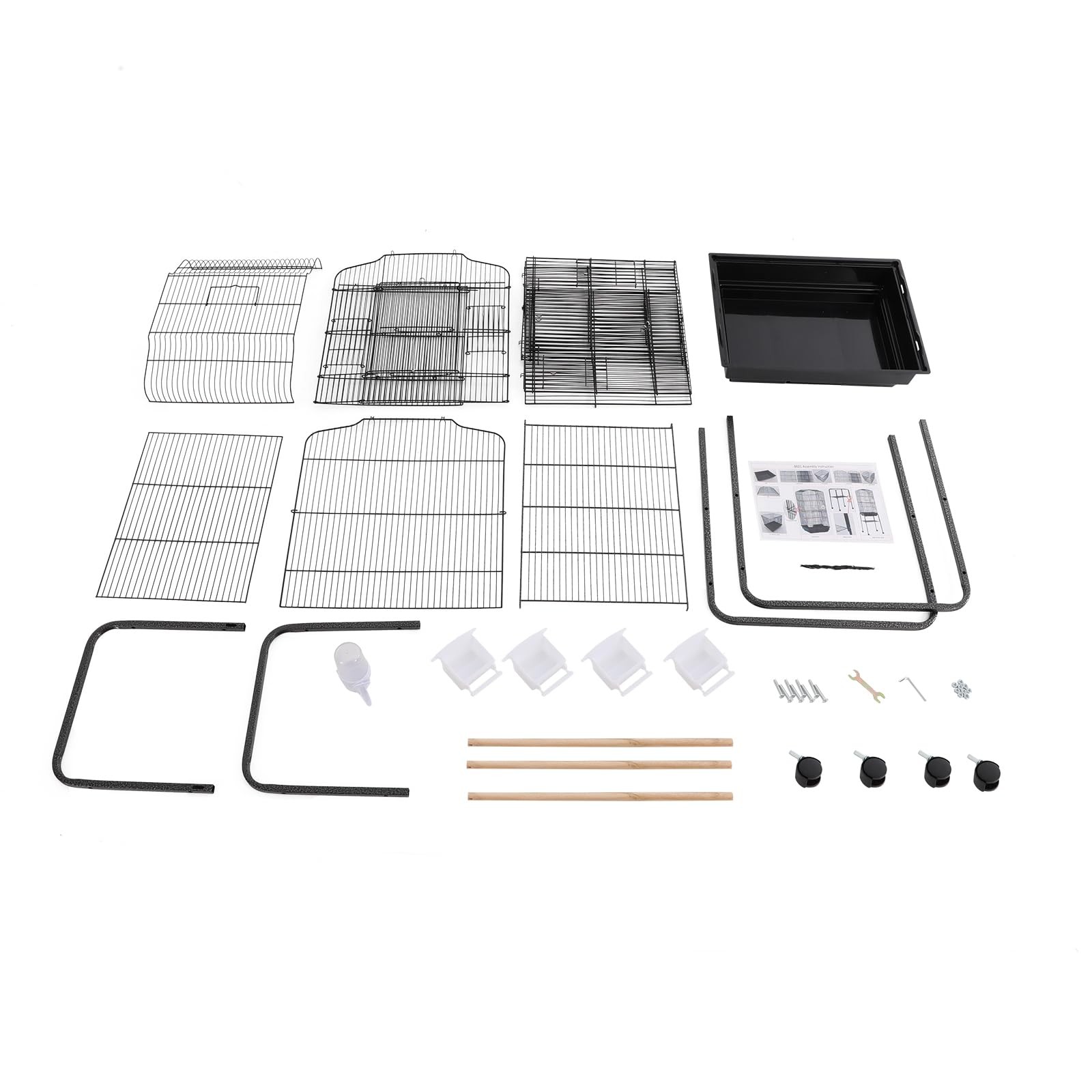 54 Inch Bird Cage with 4 Feeding Bowls and Waterer Iron Cage