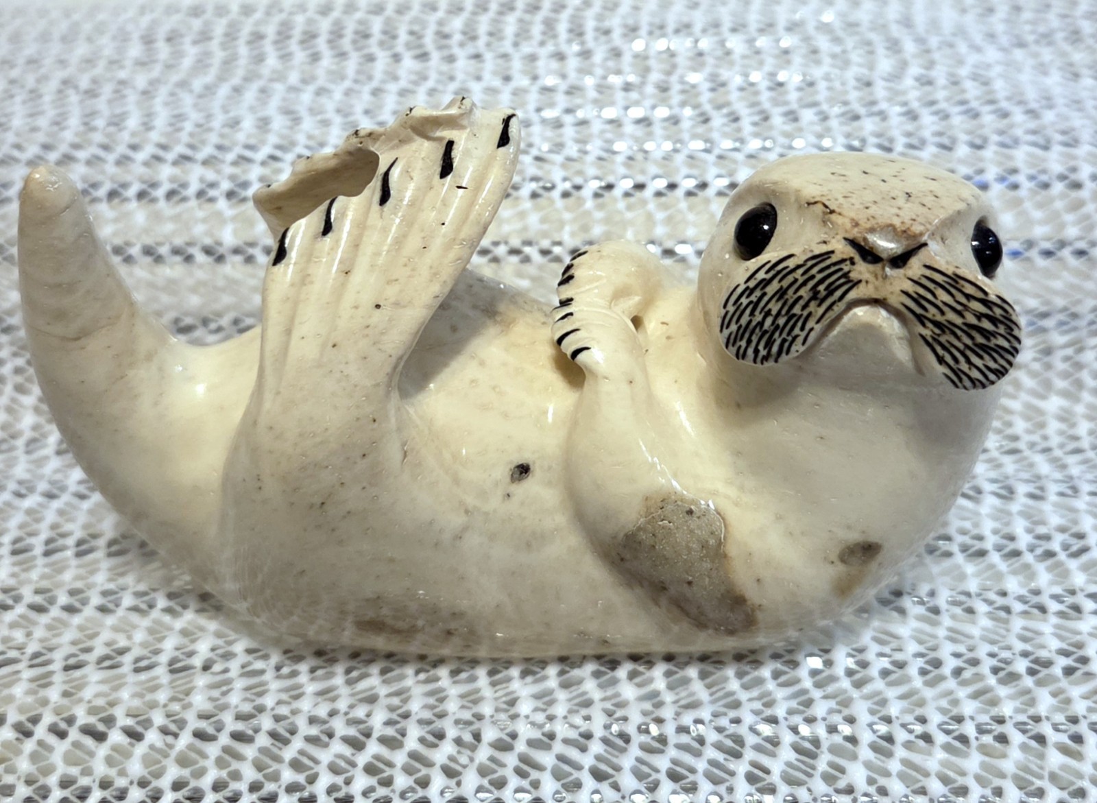 Artist Eddie Lee Alaskan Soapstone Sculpture Playful Sea Otter ~ Signed