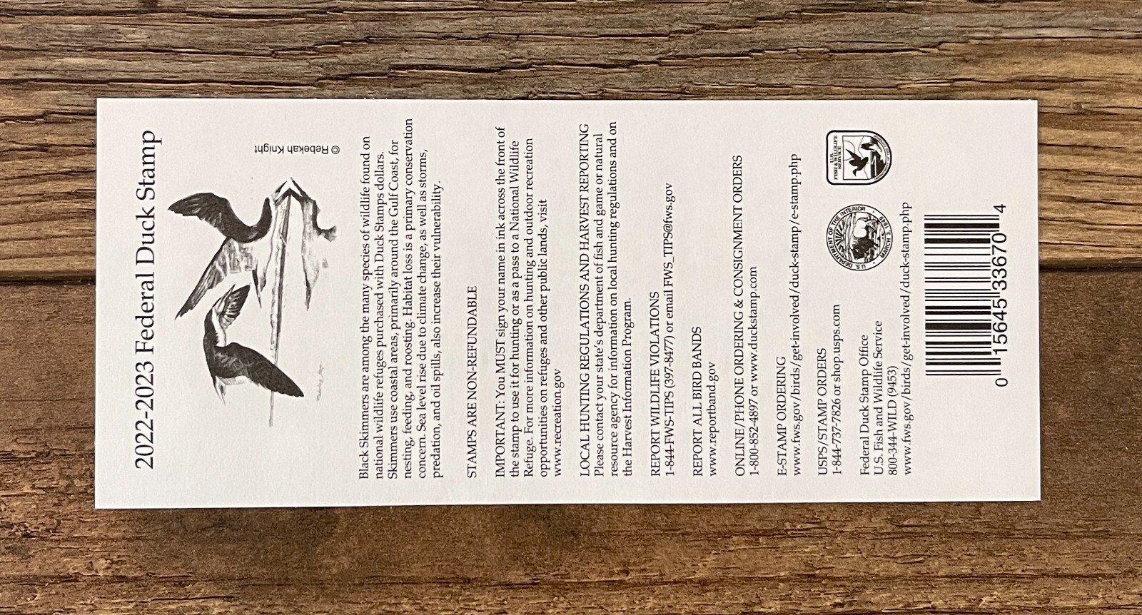 #RW89A 2022 - 2023 - US Federal Duck Stamp **JIM HAUTMAN** Post Office FRESH